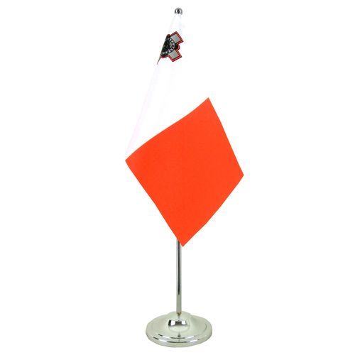 Drapeau de table Malte avec socle en métal Pour Bureau Maroc – Drapeau Officiel Premium