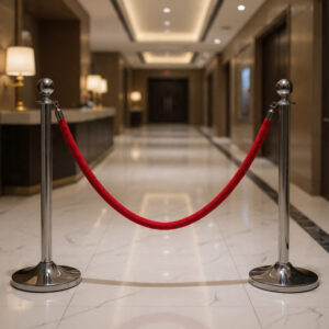 Potelet Chrome Cordeau Bordeaux – Barrière de Séparation Professionnelle